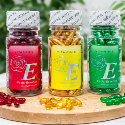 Vitamin E Facial Essence Softgel Capsules – Deep Hydrating, Anti-Aging & Skin Brightening Face Serum Capsules for Radiant Skin